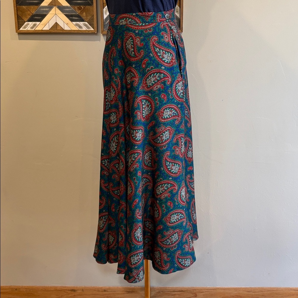 Vintage Ralph Lauren Paisley A-Line Maxi Skirt size 6 EUC - Picture 4 of 12